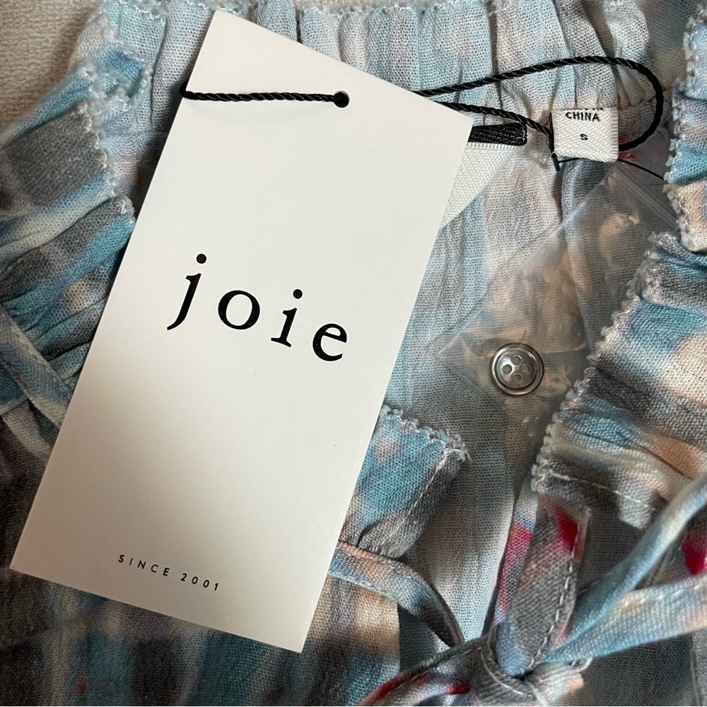 NWT New $198 Joie Jindrah Gathered Printed Cotton Blouse Size S - Picture 6 of 15
